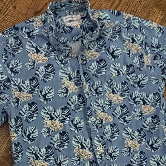 Southern Proper Traditional Fit Blue Floral Men's Shirt - Picture 2 of 5